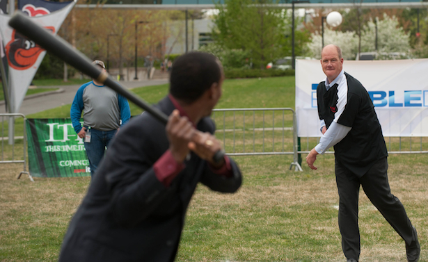Photo of Former Yankees great Jim Abbott works with ESPN’s ENABLED