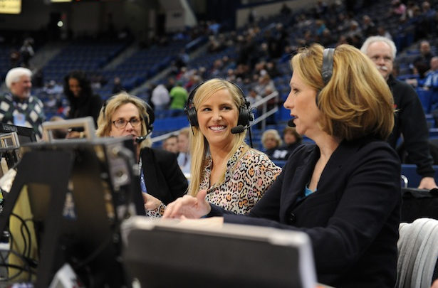 Photo of ESPN’s Beth Mowins dials long distance with a half-court basket at Kentucky shootaround