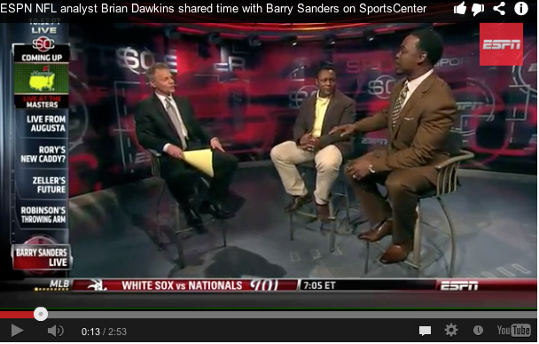 Photo of ‘Star-struck’ ESPN NFL analyst Brian Dawkins shares time on SportsCenter with idol Barry Sanders