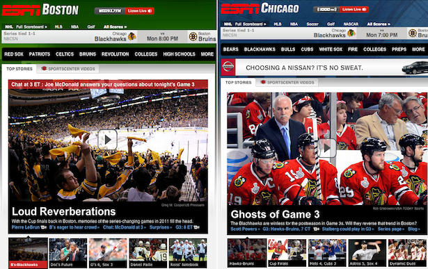 Photo of Cup coverage from ESPNBoston.com and ESPNChicago.com runneth over(time)