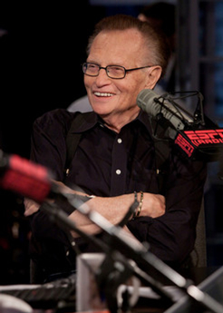 Photo of Larry King and ESPN’s own Jeremy Schaap and Colin Cowherd to guest host Olbermann