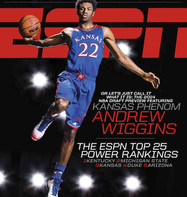 Photo of Inside ESPN The Magazine’s  new ‘College Hoops Tip-Off Issue’ featuring Kansas’ Andrew Wiggins