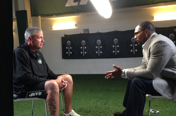 Photo of For his first Sunday NFL Countdown interview assignment, Ray Lewis welcomes former Ravens coordinator, current Jets head coach Rex Ryan