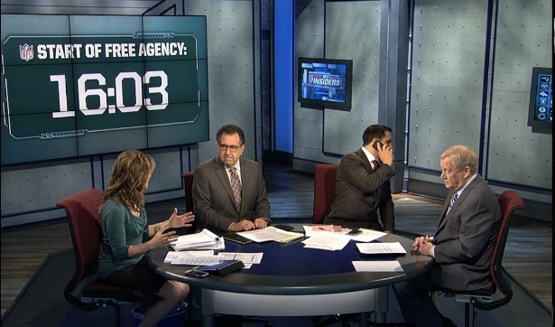 Photo of ESPN’s Adam Schefter paces reporting during opening of NFL Free Agency