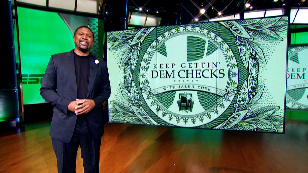 Jalen Rose on the set of NBA Countdown featuring his new segment "Keep Gettin' Dem Checks". (ESPN) 