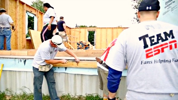 Photo of ESPN volunteers build home for a U.S. veteran in Connecticut