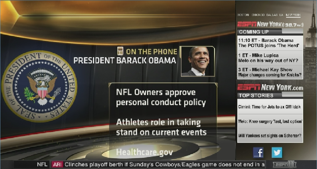 President Barack Obama called into The Herd this morning. (ESPN)