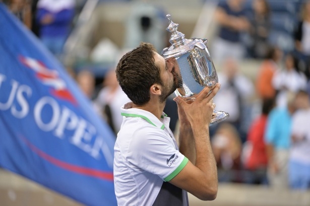 Marin Cilic, winner of the Men's Singles, kissing the trophy at the 134rd staging of the US Open. (Scott Clarke/ESPN Images)
