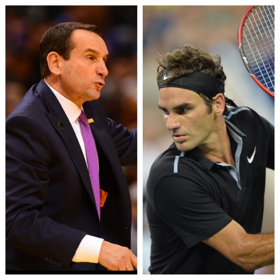 Coach K and Roger Federer. (Phil Ellsworth/ESPN Images) (Scott Clarke/ESPN Images)