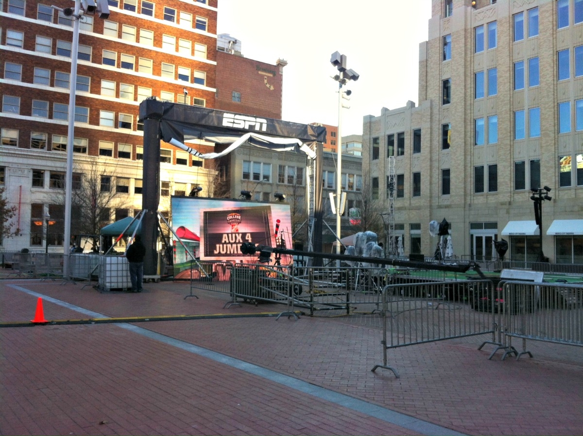 Part of the ESPN set in Sundance Square, Fort Worth, Texas. (Justine DeLuco/ESPN)