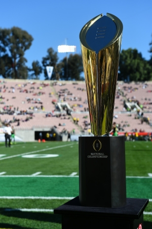 The College Football National Championship trophy during the Rose Bowl Game. (Scott Clarke/ESPN Images)