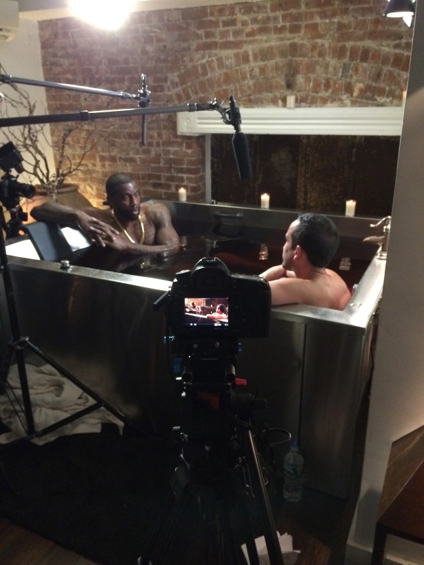 Amar’e Stoudemire during vinotherapy with ESPN the Magazine senior writer Sam Alipour. (Aaron Johnson)
