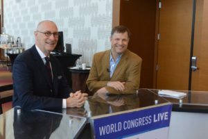 ESPN President John Skipper with Sports Business Journal media reporter John Ourand at the conference. (Mike Soltys/ESPN)