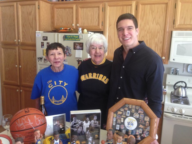 ESPN reporter Will Reeve with Golden State Warriors season-ticket holders Marian Ours (l) and Rosemarie Chonzena. (Will Reeve/ESPN)