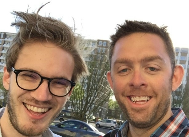 YouTube phenom PewDiePie (L) initially declined ESPN The Magazine's interview request, but senior writer Wayne Drehs tracked PewDiePie down outside of London, knocked on his door and landed an exclusive. (Photo courtesy Wayne Drehs)