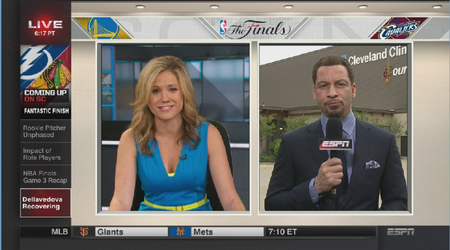 ESPN NBA Insider Chris Broussard (right) shared the latest NBA Finals news with  SportsCenter anchor  Jaymee Sire this morning from Cleveland. 