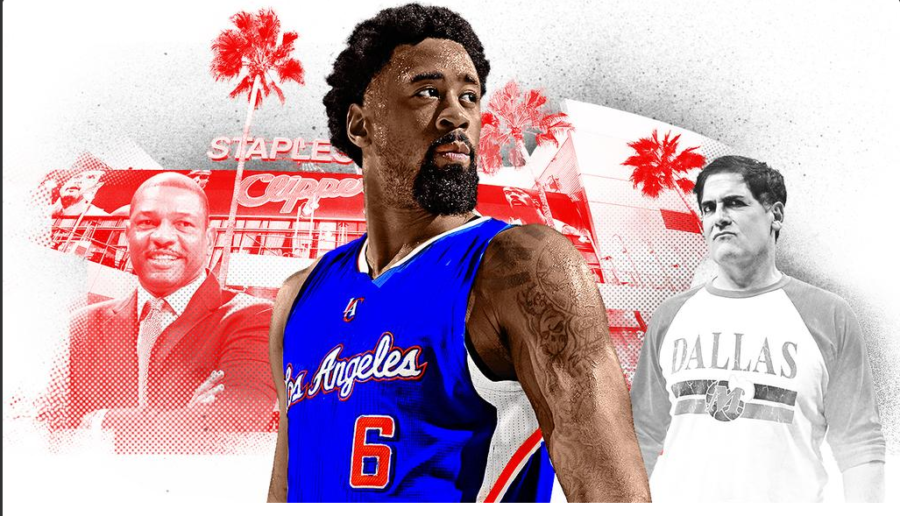 DeAndre Jordan was at the center of an NBA free agency tug-of-war between the Los Angeles Clippers and Dallas Mavericks. (ESPN.com illustration)