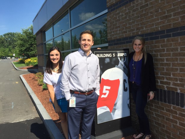 (L-R) Katherine Donnelly, Caleb Surly and Rachael Lackner at the ESPN headquarters. (Kyle Van Fechtmann/ESPN)