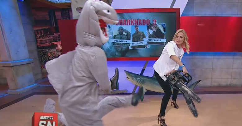 Photo of With word that “Sharknado 3” stars are present, sharks invade SportsNation