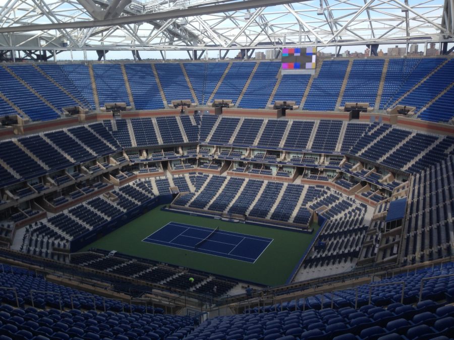 This superstructure will hold the roof, scheduled to be completed in 2016, of Arthur Ashe Stadium. (Terry Brady/ESPN)