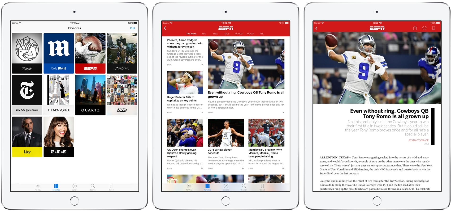 In addition to platforms that include ESPN.com and the ESPN app, fans can now get their sports news and information through the new built-in Apple News app as part of today’s free iOS 9 update.