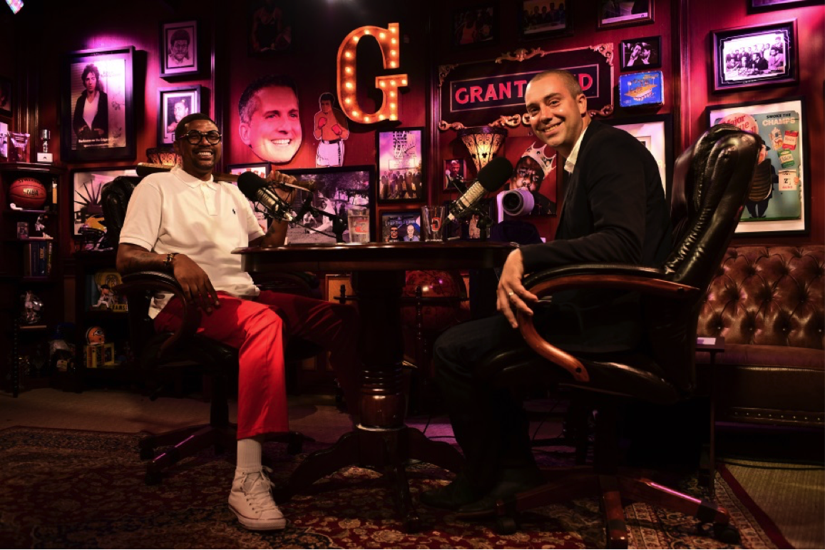 NBA analyst Jalen Rose and Grantland’s David Jacoby. (Kojo Kinno/ESPN Images)