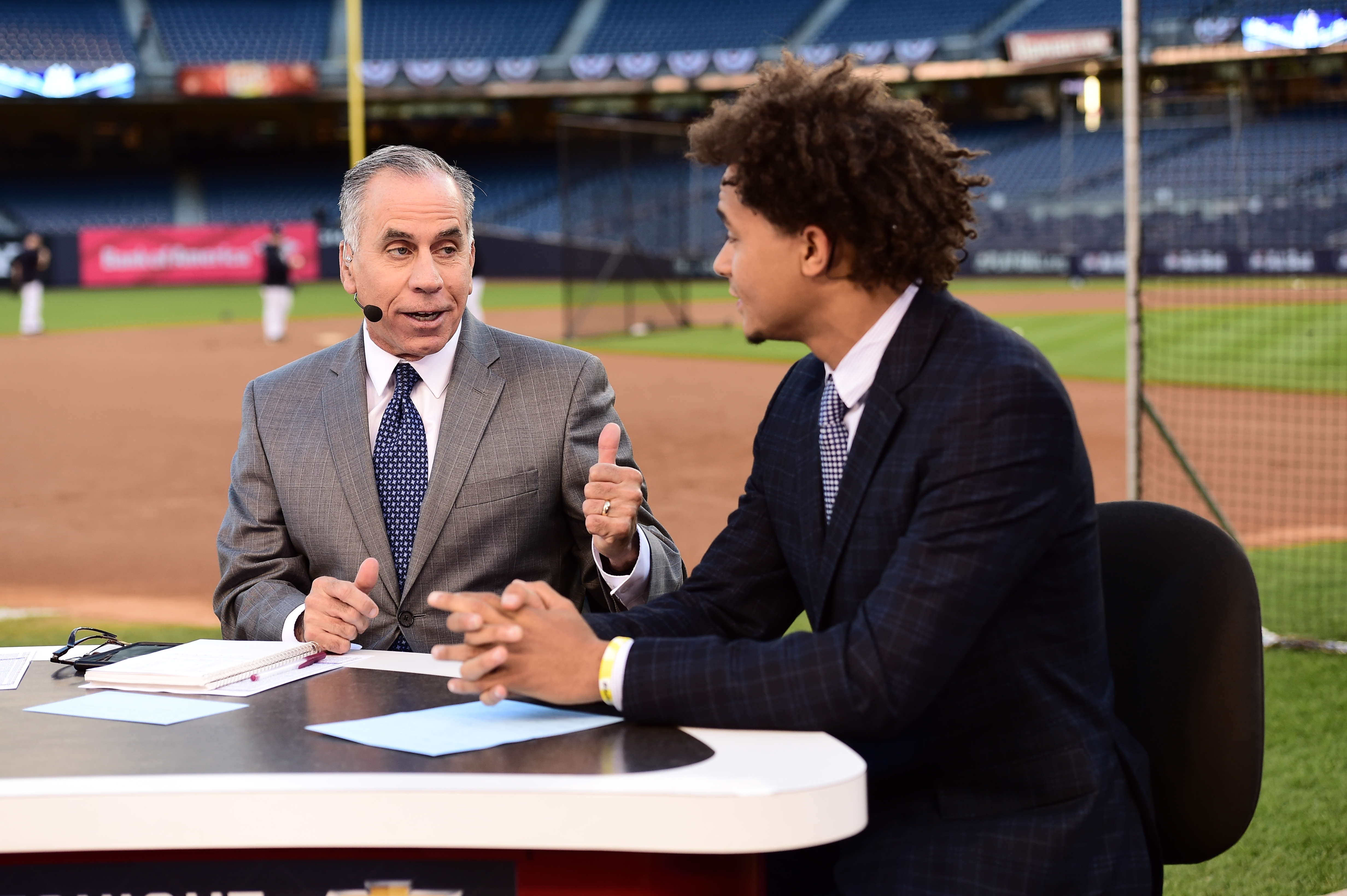 Tim Kurkjian and Tampa Bay Rays star pitcher Chris Archer on the set of Baseball Tonight at the 2015 American League Wild Card Game. Archer will return to ESPN this week for World Series coverage. (Ben Solomon/ESPN Images)