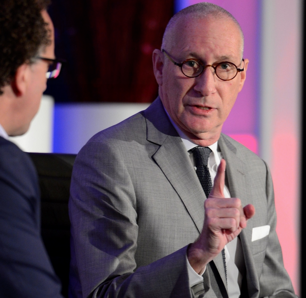 In a Q&A session moderated by SBJ Executive Editor Abe Madkour (left), ESPN President Skipper addressed a variety of issues concerning the company. (Marc Bryan-Brown/SBJ)