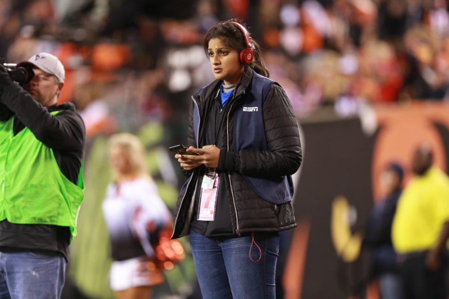 Associate producer Neeta Sreekanth oversees social media for Monday Night Football and is the lead content creator for the @ESPNMondayNight Twitter feed. (Allen Kee/ESPN)