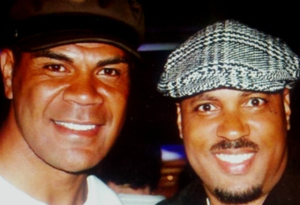 Junior Seau (left) introduced himself to Jim Trotter when Trotter was just starting out on the San Diego Chargers beat in the 1990s. (Photo courtesy of Jim Trotter/ESPN)