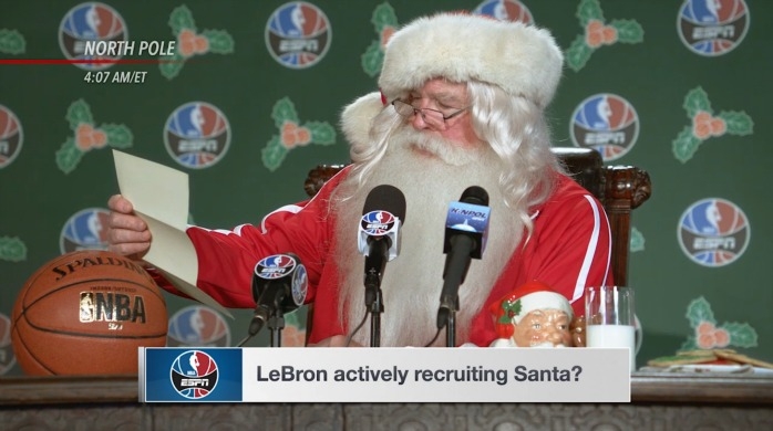 Santa answers his mail as part of ESPN's Christmas Day NBA campaign. 
