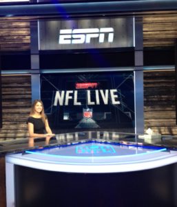 Jaclyn Aronson on the set of NFL Live. (Courtesy Jaclyn Aronson)