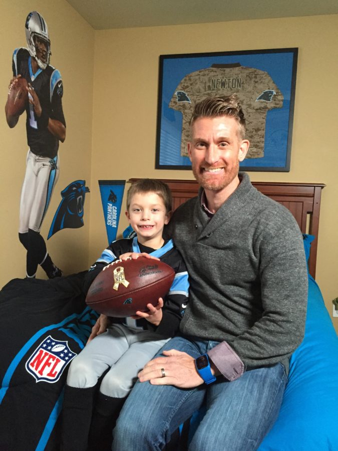 Marty Smith (right) with "Cam Kid" that will be a feature on Sunday NFL Countdown.