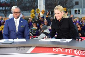  Jay Harris and Lisa Kerney on SportsCenter on The Road. (Phil Ellsworth/ESPN Images)