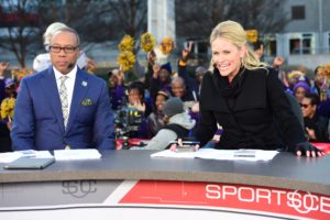 Jay Harris and Lisa Kerney on SportsCenter on The Road. (Phil Ellsworth/ESPN Images)
