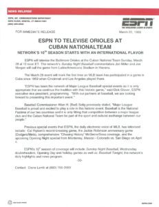 Press release of the '99 game in Cuba