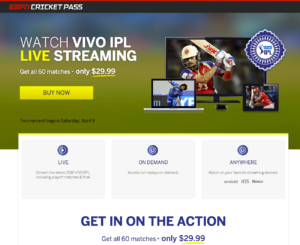 ESPN Indian Premier League Splash Page