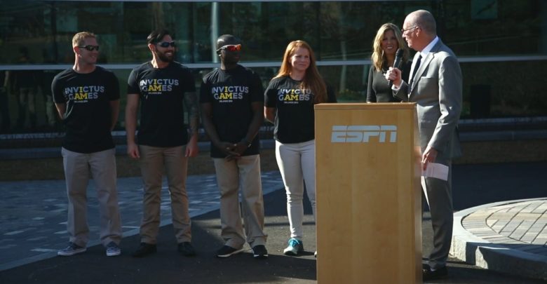 Photo of Invictus Games athletes visit ESPN HQ before competing in Orlando next week