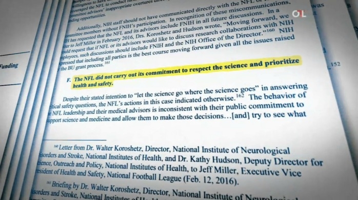A congressional investigation has concluded that some NFL health officials waged a campaign to influence a major U.S. government research study on football and brain disease, Outside The Lines reports.