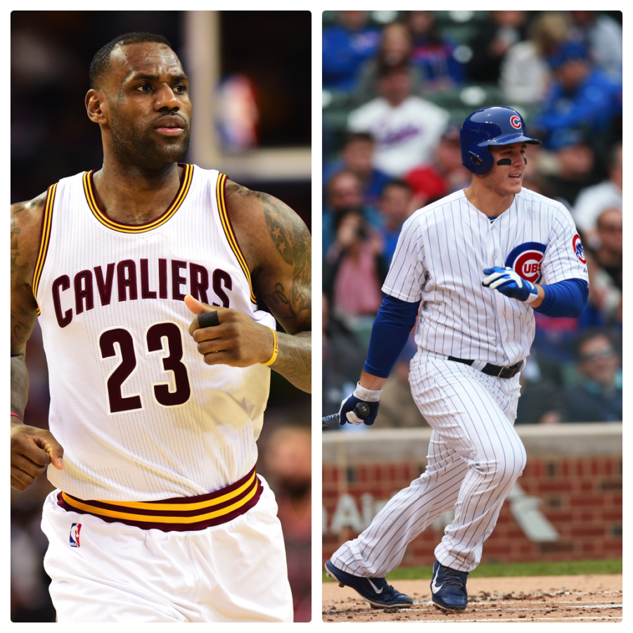 The Cleveland Cavaliers and Chicago Cubs are featured on ESPN platforms this weekend. (LeBron James (L): (Phil Ellsworth/ESPN Images/Anthony Rizzo (R): Allen Kee/ESPN Images)