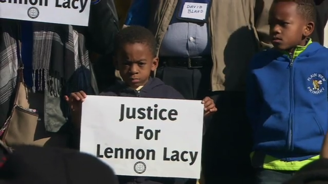 Protests followed the death of prep football player Lennon Lacy.