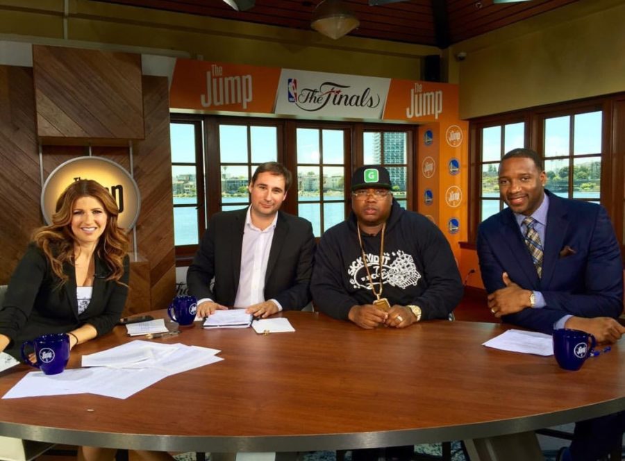 (L-R) Rachel Nichols; Zach Lowe; rapper E-40; Tracy McGrady (Gianina Thompson/ESPN)