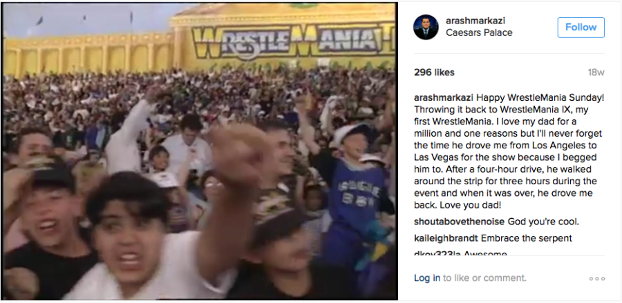 ESPNLA.com columnist Arash Markazi, one of the contributors to ESPN.com's new WWE vertical, was among those fans cheering at Wrestlemania IX many, many years ago. (Photo courtesy of Arash Markazi's Instagram)