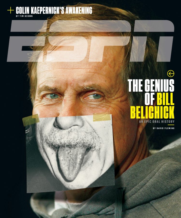 For its latest cover, ESPN The Magazine incorporated part of an iconic photo of Albert Einstein into a candid shot of Bill Belichick.