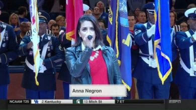 Photo of Unique double-double: ESPN publicist soars as Champions Classic anthem singer
