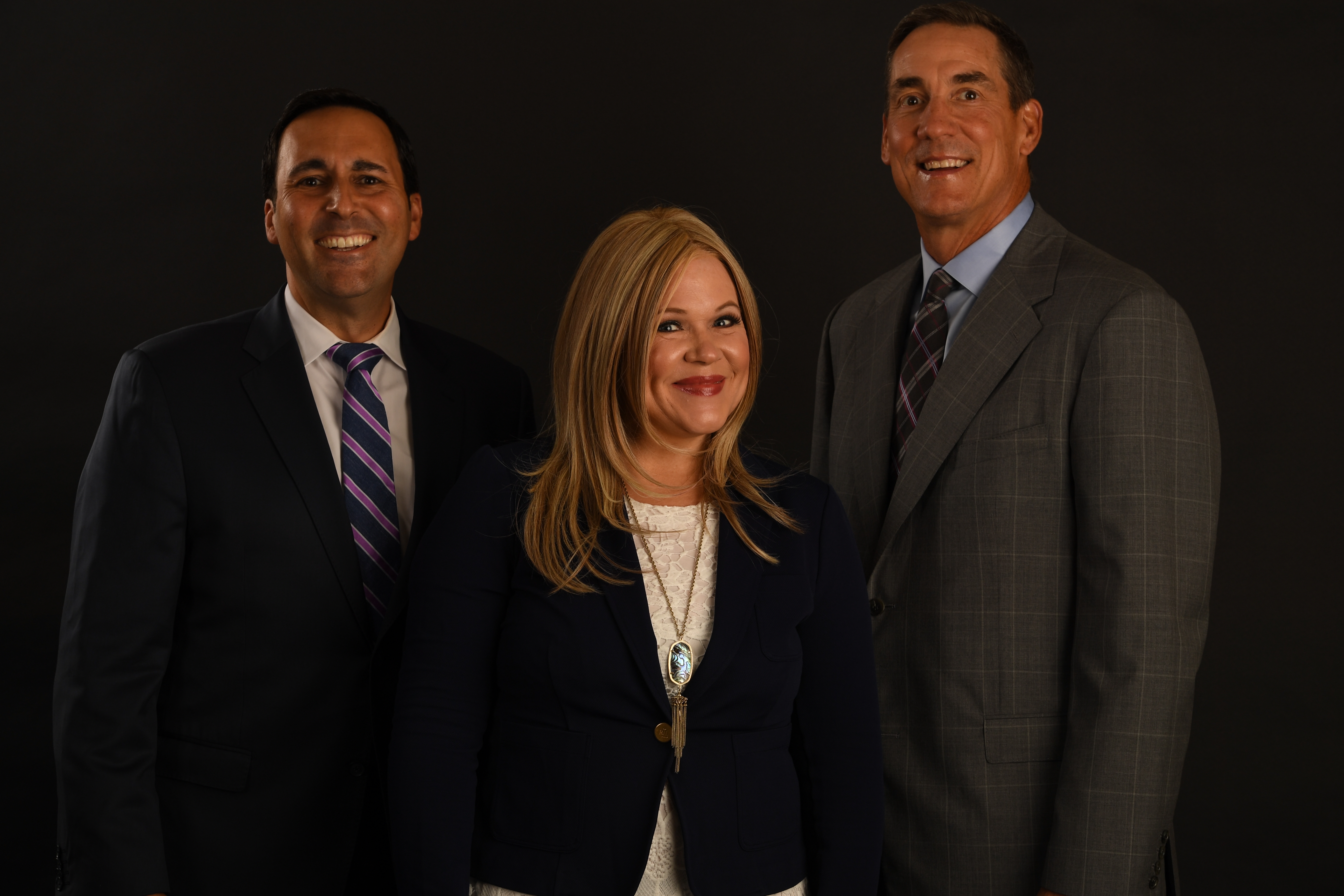 (L-R) Joe Tessitore, Holly Rowe and Todd Blackledge at the 2016 College Football Seminar. (Joe Faraoni/ESPN Images)