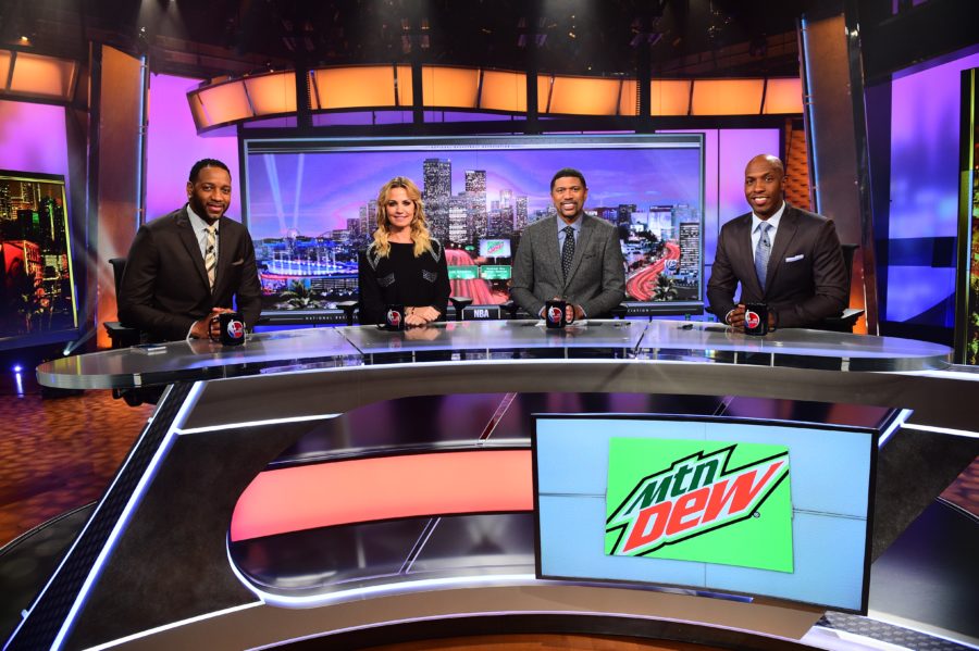 The NBA Countdown team (L-R): Tracy McGrady), Michelle Beadle, Jalen Rose and Chauncey Billups. (Kohjiro Kinno/ESPN Images)