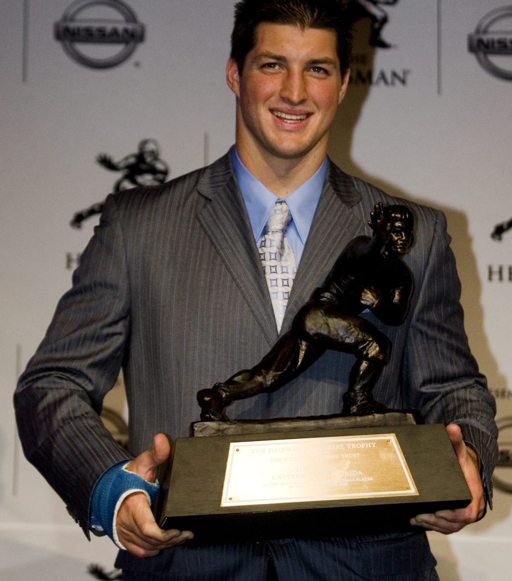 Tim Tebow (2007): Throwing for 3,132 yards and 29 touchdowns, Tim Tebow won the Heisman before leading the Florida Gators to a national championship title. (Courtesy of University of Florida Athletics)
