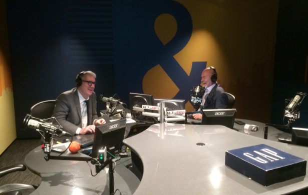 Jan. 2017: Keith Olbermann (L) and Tony Bruno record <em>ESPN Radio’s</em> 25th Anniversary Special</em>. (Pete Gianesini/ESPN)