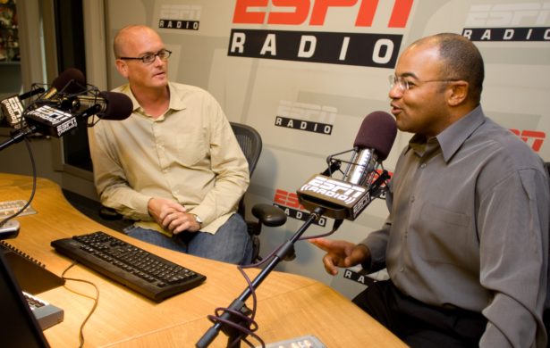 Aug. 2008: ESPN Radio’s <em>Tirico and Van Pelt</em> co-hosts Scott Van Pelt (L) and Mike Tirico. (John Atashian/ESPN Images)